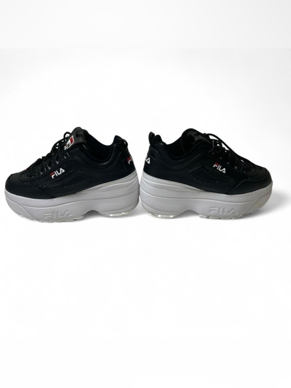 FILA Disruptor II Platform Sneakers Black White Womens Size 10